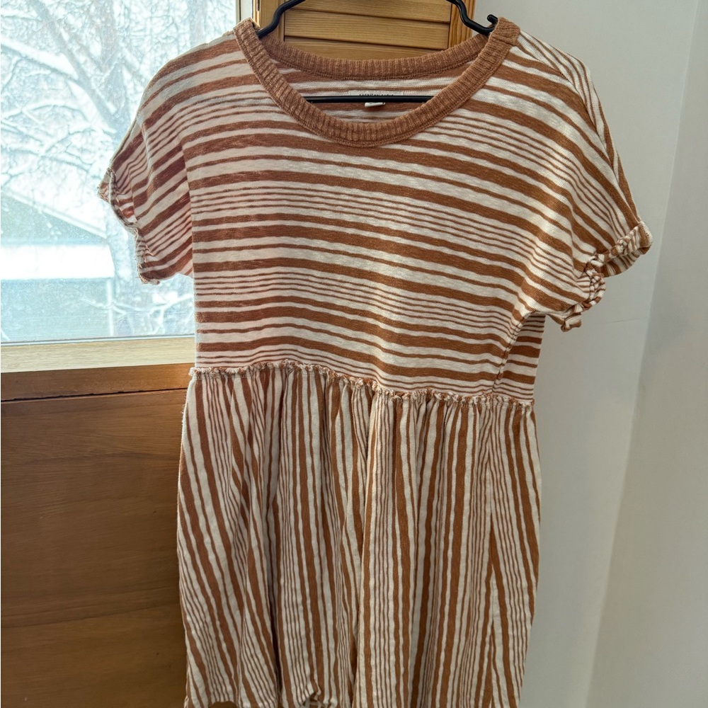 Casual Orange and White Striped Dress